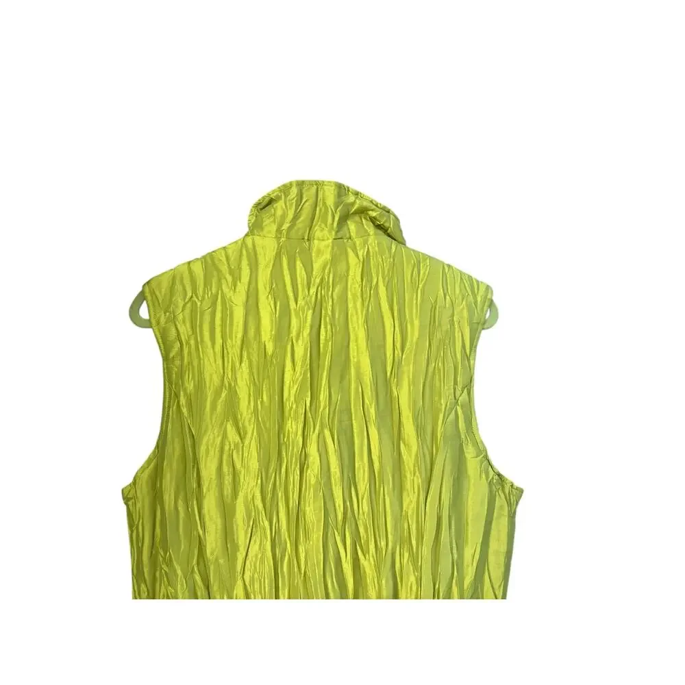 Women’s Reversible Vest Belted Chartreuse & Black Lightweight NO Tags Autumn